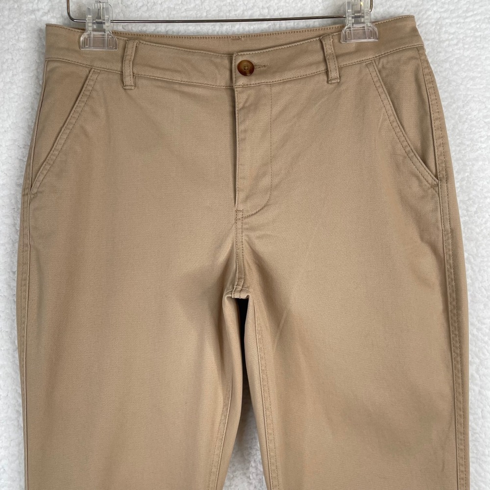 LL Bean Favorite Fit Chino Pants Womens 10 Petite Khaki Tan Straight Leg 523006